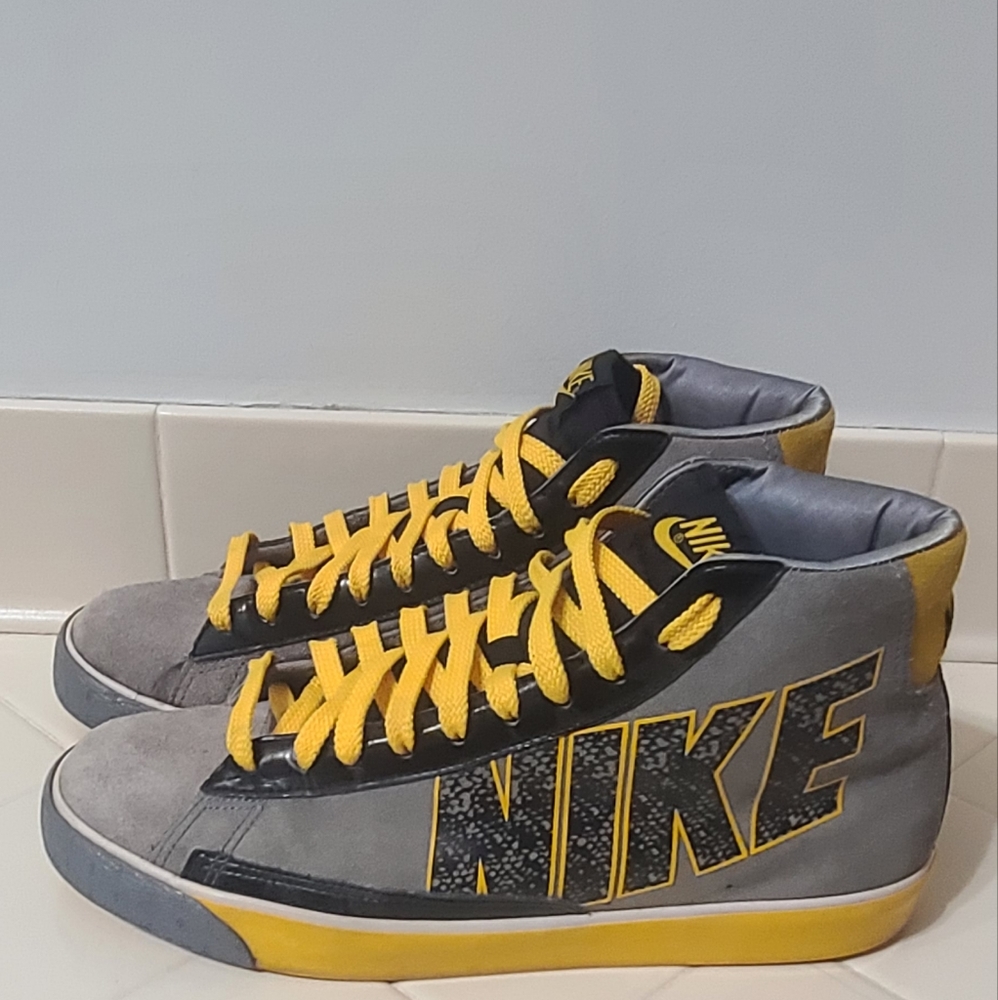 Nike Blazer High Cool Grey Yellow Men's Size 9.5 - Picture 1 of 9